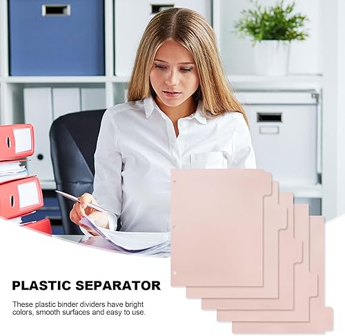 Miniatura 6 de Separadores de carpetas rosas para carpetas de 3 anillas, separadores de páginas insertables para carpetas, planificadores, cuadernos