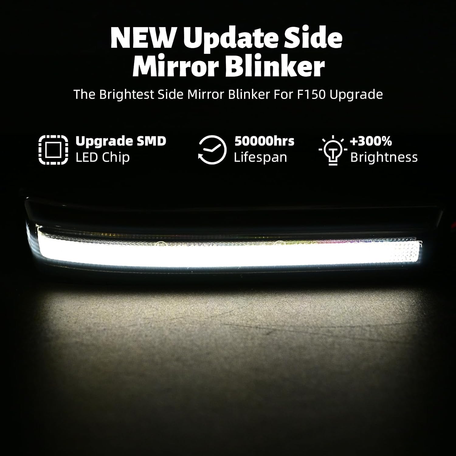 Yellow LED Side Mirror sequential Turn Signal Light Compatible with 2009-2014 F150, 2010-2014 F150 Raptor/Linc0ln Mark LT Dynamic Blinker,2PCS Clear Lens