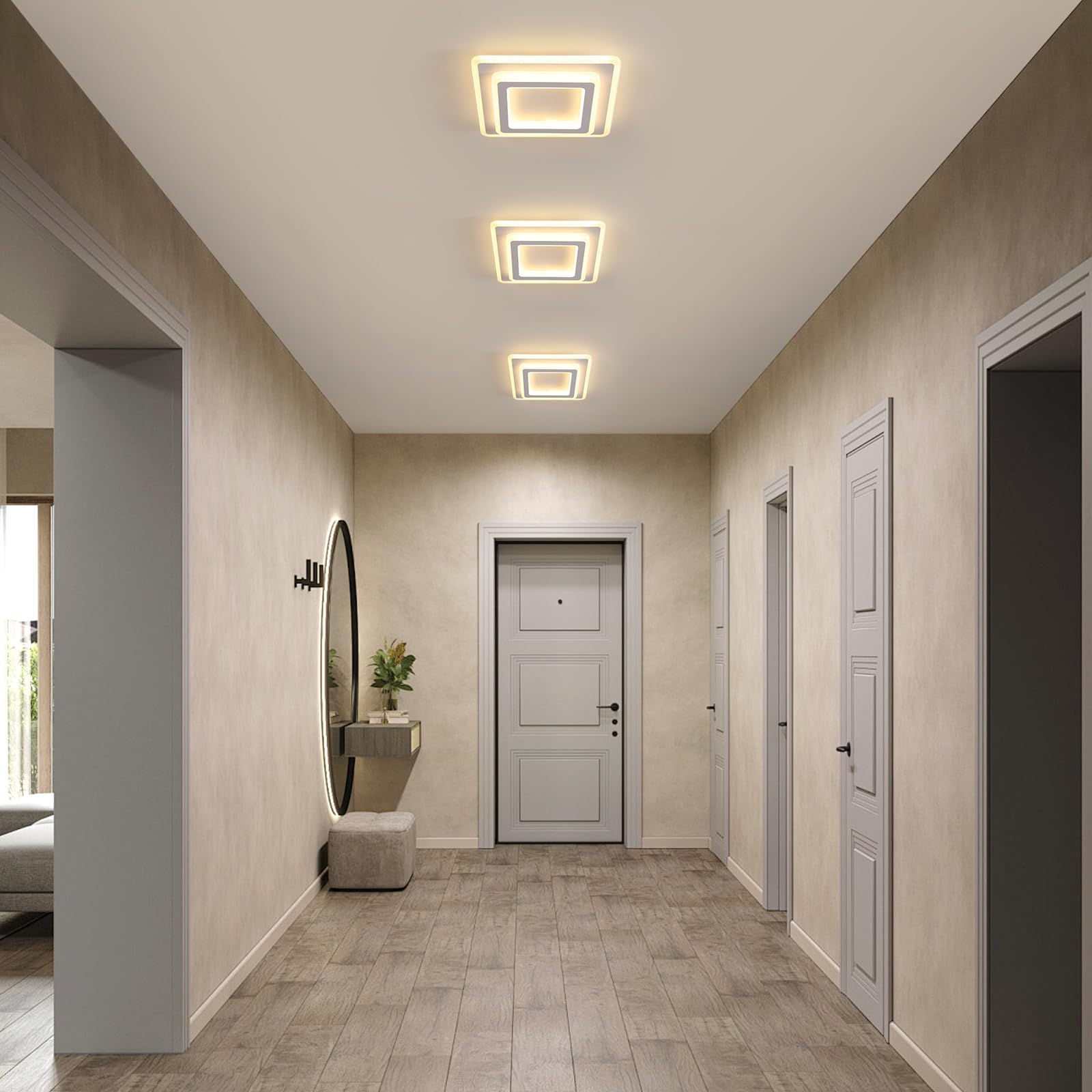 Goeco Plafonnier LED Carré Moderne 44W 4950LM 3000K, Blanc 30CM