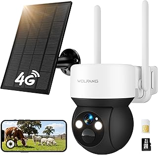 Wolfang Cámara Vigilancia Exterior Solar, Cámara De Vigilancia Exterior 4g Con Tarjeta Sim, Visión Nocturna, Foco, 2k Hd, …