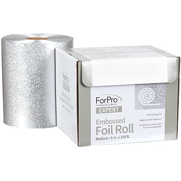 لفائف رقائق الألومنيوم المنقوشة من ForPro Professional Collection ، 320 قدمًا من رقائق الشعر لتطبيق الألوان وخدمات الإضاءة ، فضي ، متوسط ، 5 وات