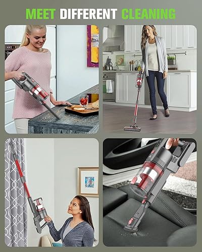 Miniatura 5 de Aspiradora inalámbrica, 85,000PRM mejorada de doble succión inalámbrica hasta 35 minutos de tiempo de funcionamiento, aspiradora recargable ligera