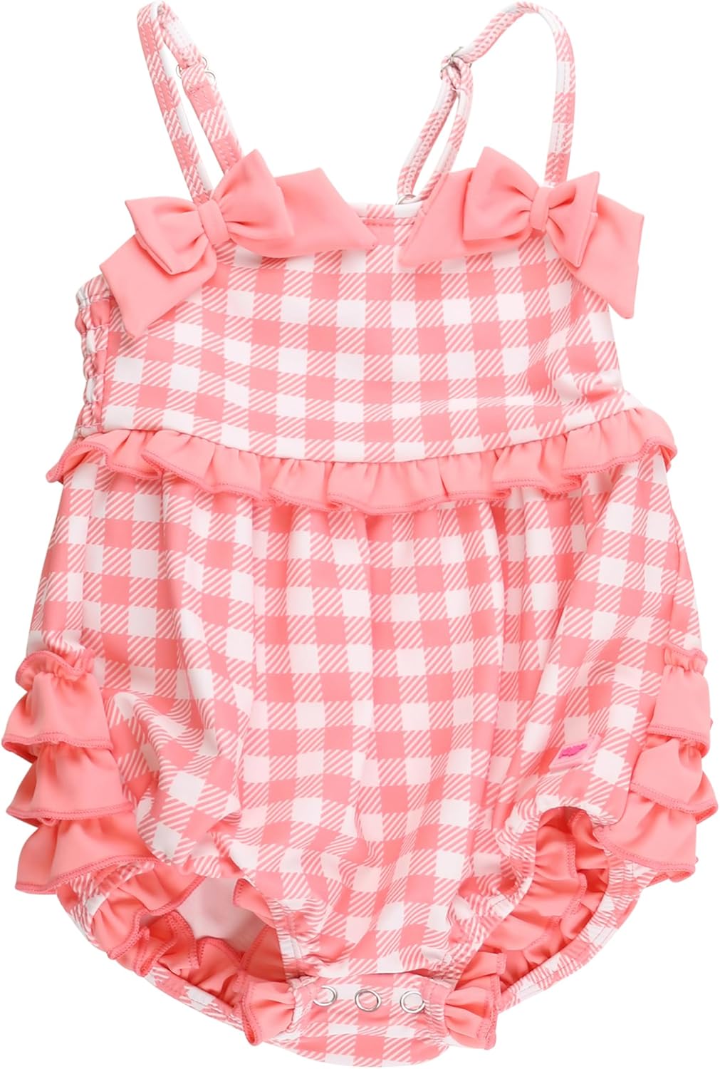 RuffleButts Baby Girls UPF50+ One Piece Bow Bubble Romper Swimsuit