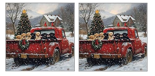 5D Diamond Painting Kit Set di 2 Pezzi, Cane Natale,