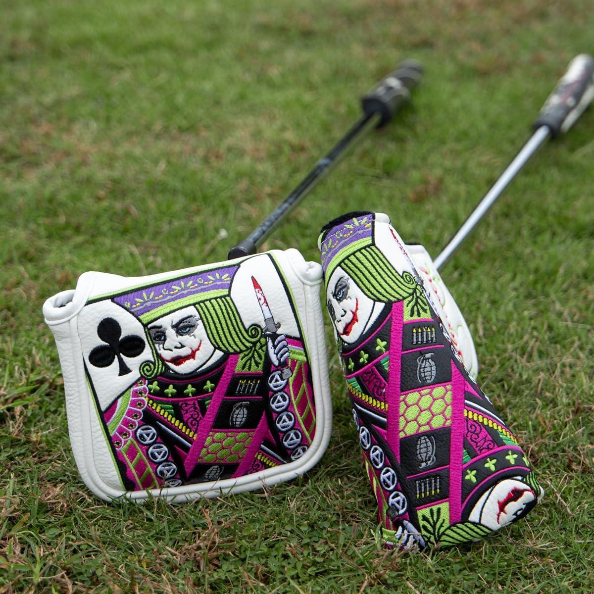 Golf Club Cover Plum Blossom Rider J Driver Covers Fairway Wood Headcover Hybrid Cover Leather 3 Wood Headcovers Mallet Putter Cover Blade Putter Headcover for Most Brand