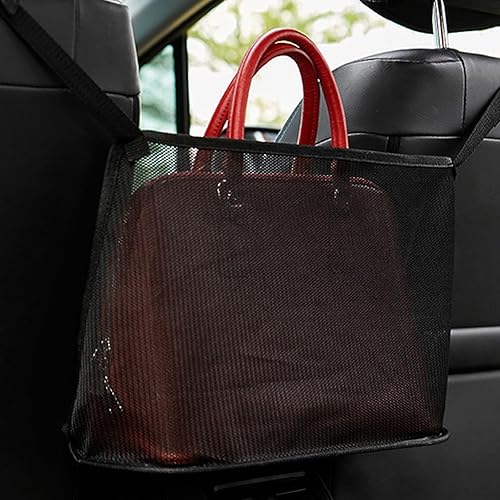 2 bolsillos de malla para almacenamiento de automóvil entre dos asientos, organizador de almacenamiento colgante para automóvil, barrera de malla