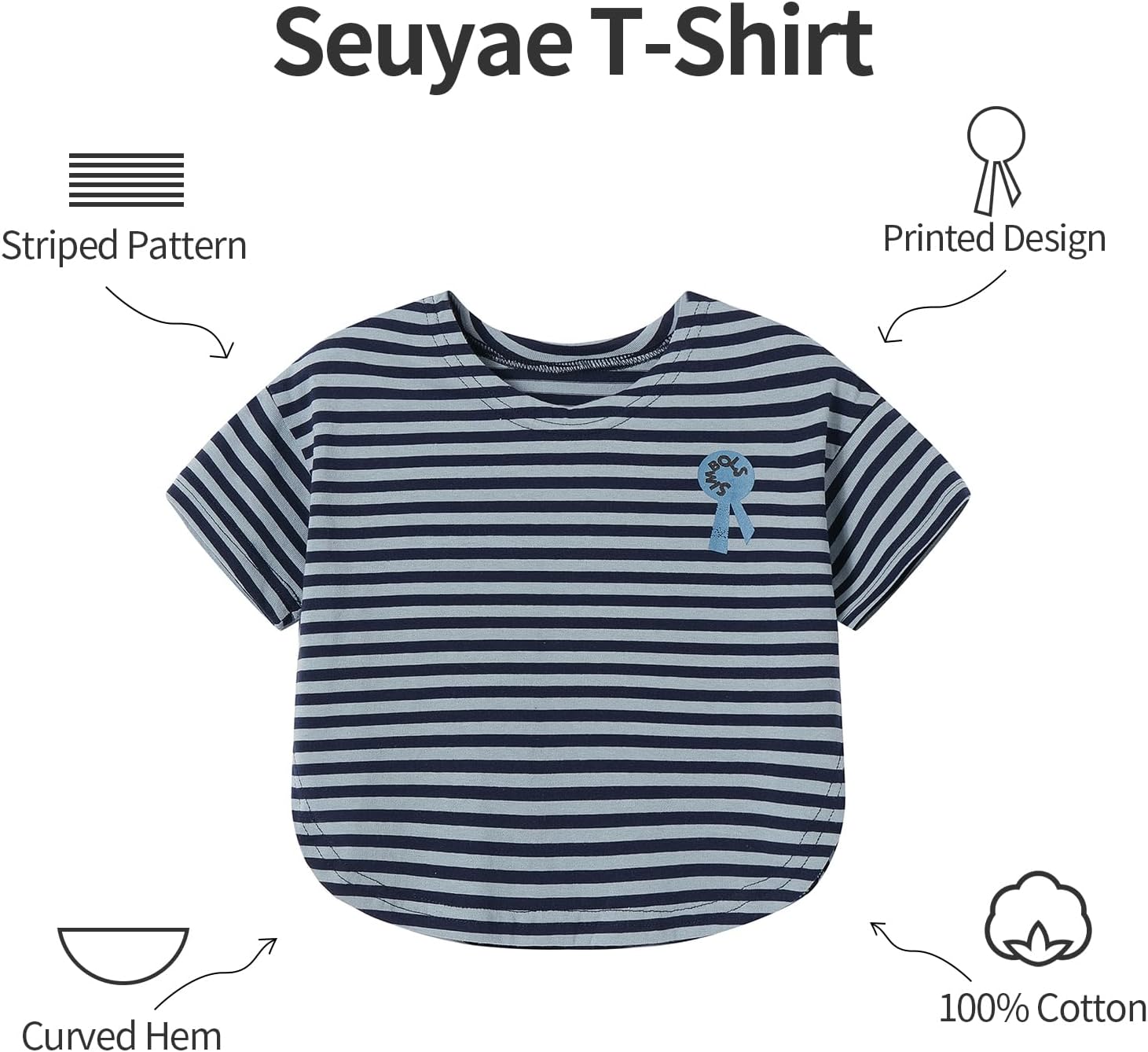 Toddler Little Boys Striped Tshirt Short Sleeve Crewneck Cotton Tees Summer 12M-6Y - Image 3