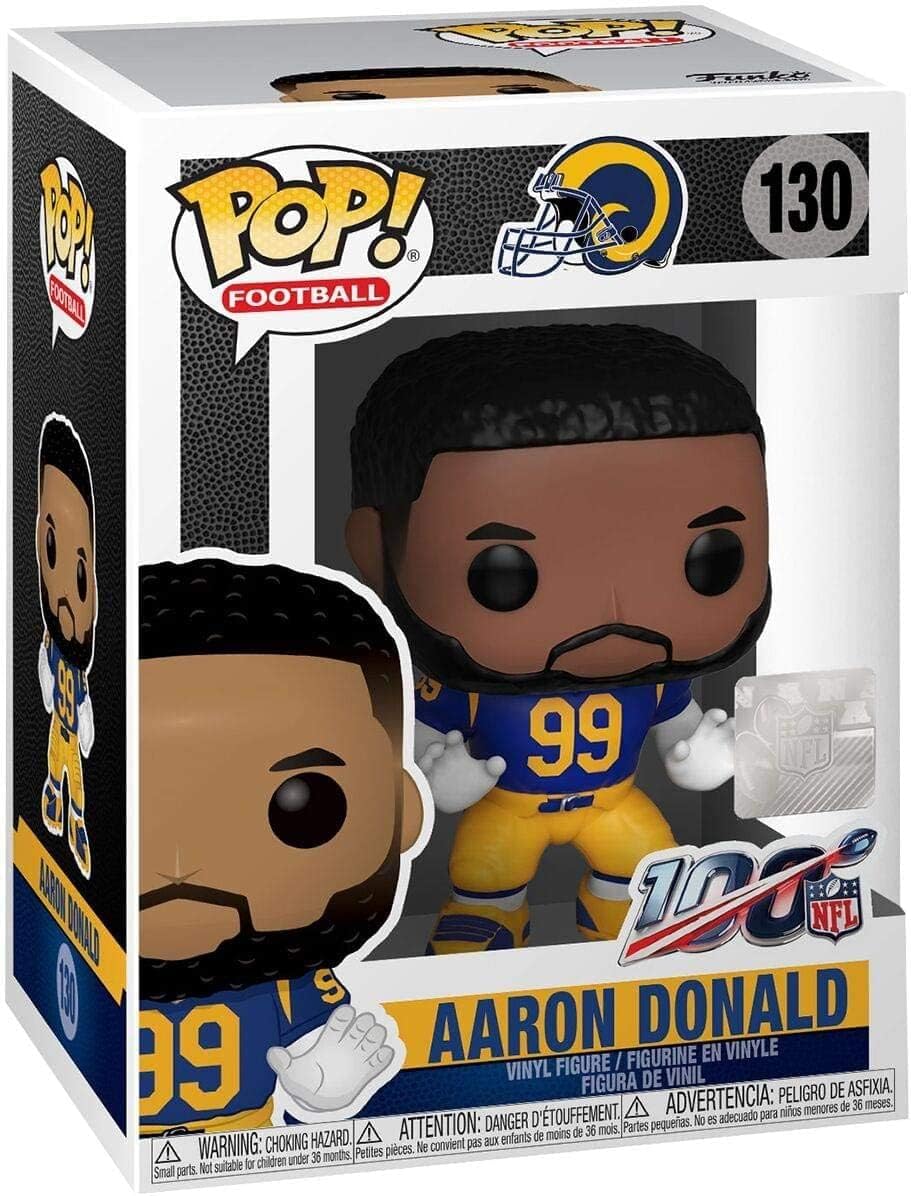 POP Football: Rams - Aaron Donald Funko Vinyl Figure (Bundled with Compatible Box Protector Case), Multicolor, 3.75 inches