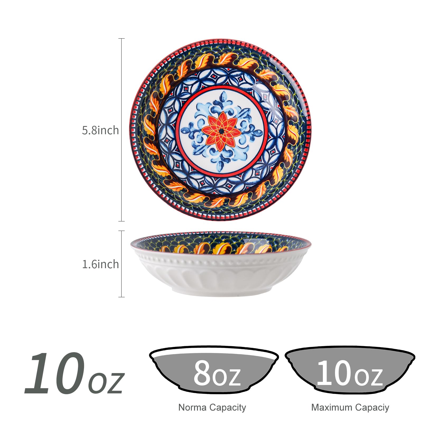 KXZ Bohemian 6-Piece Cat Bowl Set, 5.8