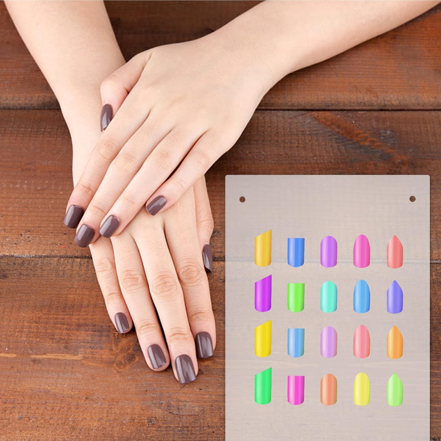 Ipetboom Nail Art Display Boards 2pcs Acrylic False Nail Tips Manicure Model Display