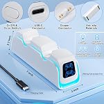 PS5 Controller Charger, 2024 Upgrade PS5 Charging Station for PlayStation 5 Dualsense & Edge Controller, with 6 RGB LED Light Mode, PS5 Fast Charging Station with Cable