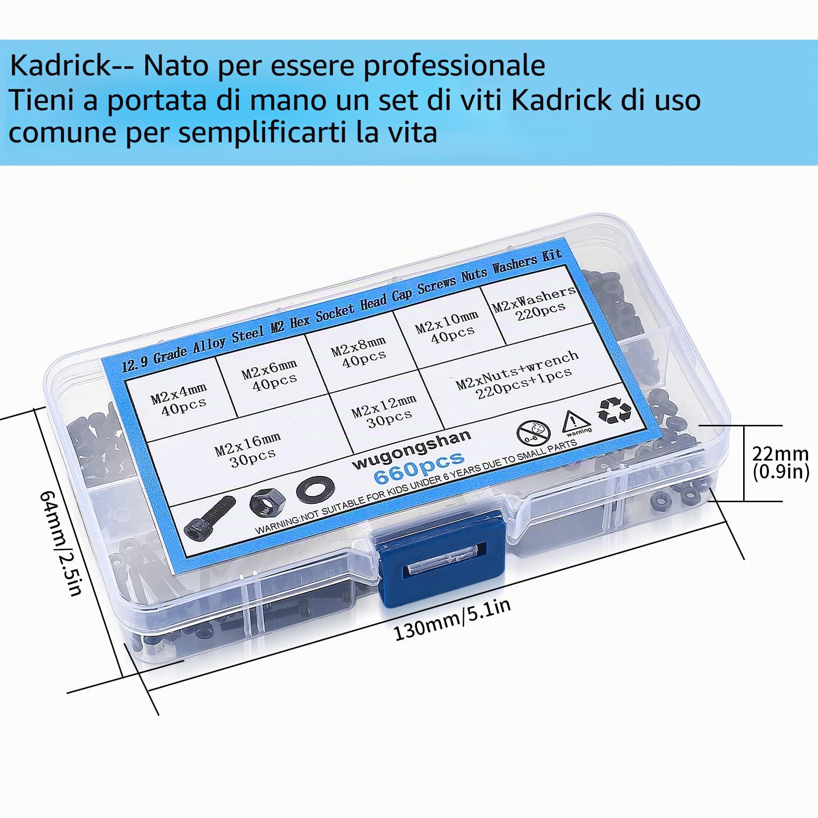 660 Pezzi M2 Viti e Bulloni e Dadi Set, Set di Viti a Esagono Incassato e Bulloni e Dadi e Rondelle Kit, Viti a Testa a Esagonale Bussola, Vite e Rondelle a Testa Brugola, Nere