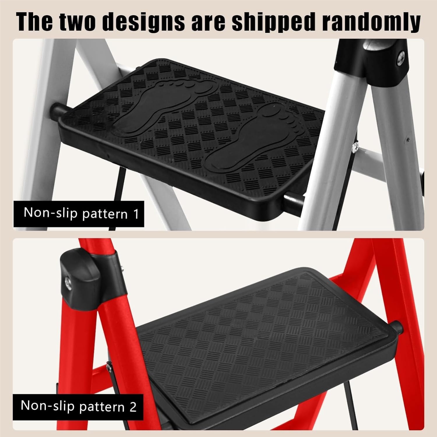 attic ladders Folding 3 Step Ladder with handrails, Non-Slip Feet and Steps, Lightweight, Easy to Store, for Decorating, Home(White)