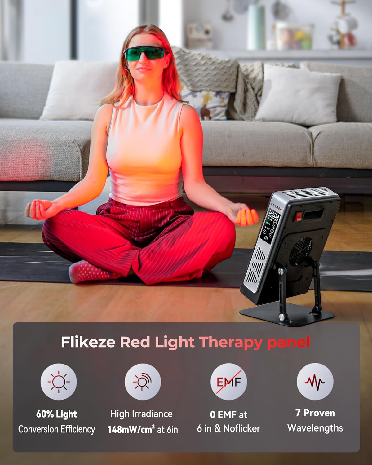 Red Light Therapy Panel with 7 Wavements - 78 LEDs 3+4 Chips Red and Near Infrared Light Therapy Devices for Body and Face, Adjustable Brightness, Red Light Therapy for Home Office & Gym - Image 8
