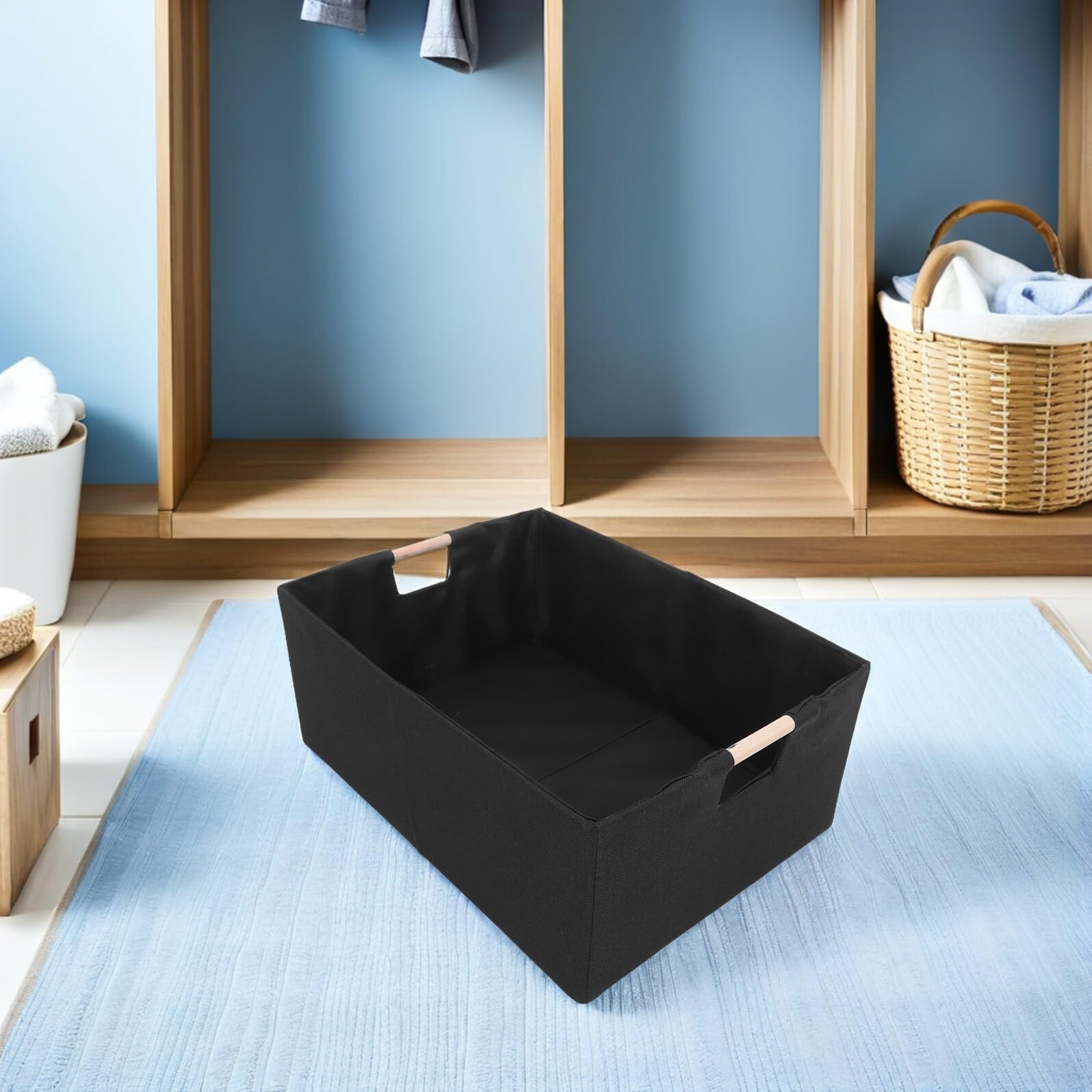 Toyvian Faltbare Stoff Aufbewahrungskörbe mit Griffen 42x31x17cm Rechteckige Organizerboxen für Kleiderschrank und Regal Stabile Aufbewahrungsboxen zum Schutz vor Staub