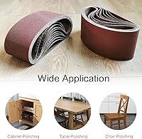 Vista 5 de Paquete de cinta de lijado de 3 x 18 pulgadas, 3 x 18 pulgadas, 12 unidades (4 de cada uno de 80, 120 y 150 granos), óxido de aluminio para lijadora