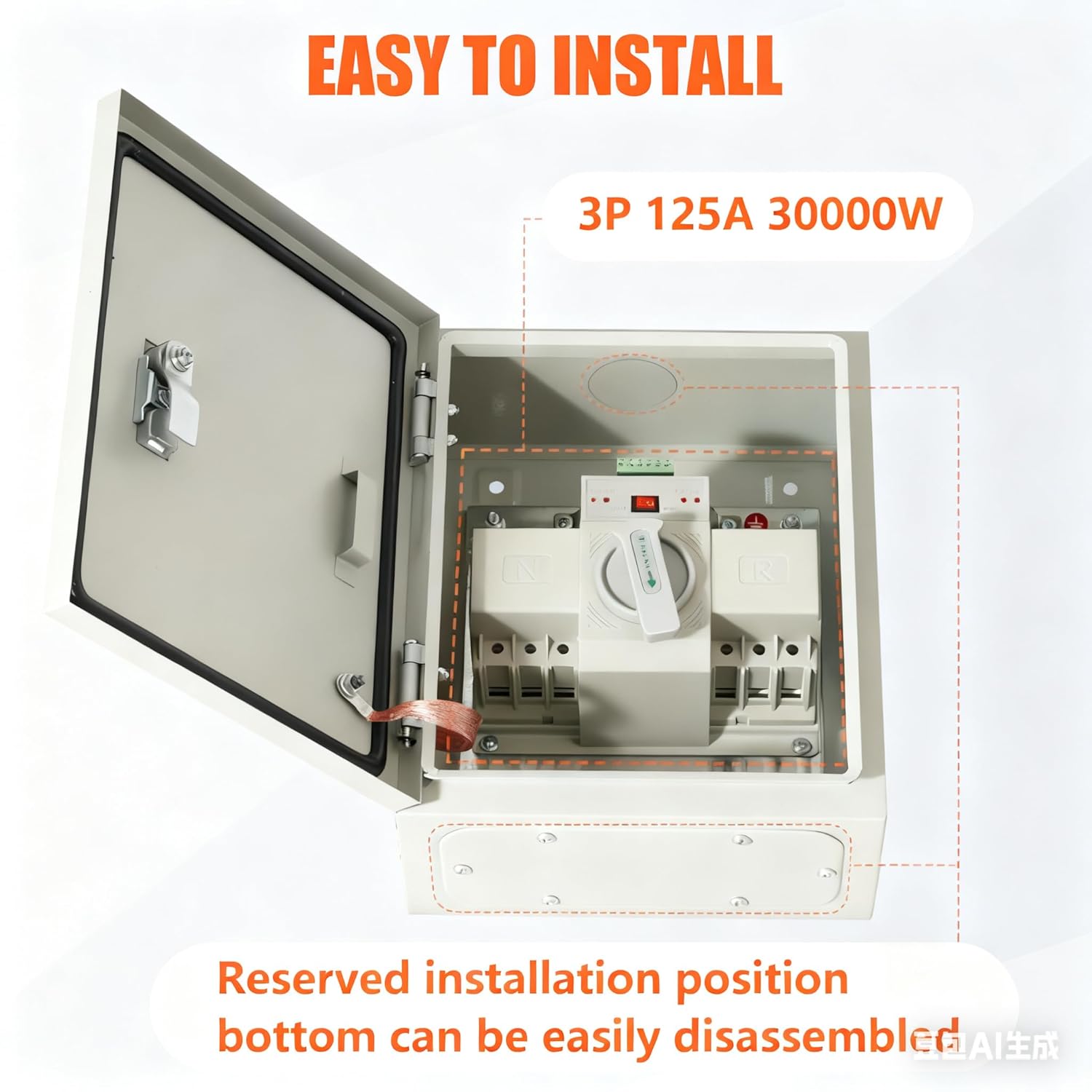 Automatic Transfer Switch 125-Amp for Generator, Dual Power Transfer Panel, 3P 120/240V with Manual & Automatic Modes - Seamless Power Switching Solution