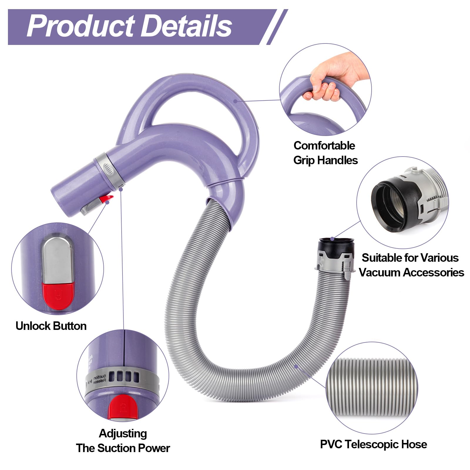 Abeskch Vacuum Hose Handle Replacement Compatible with Shark Navigator NV350, NV351, NV352, NV355, NV356, NV357, NV370, UV440 Vacuum Cleaner, Replace Part Number 113FFJ for Shark Vacuum Cleaner