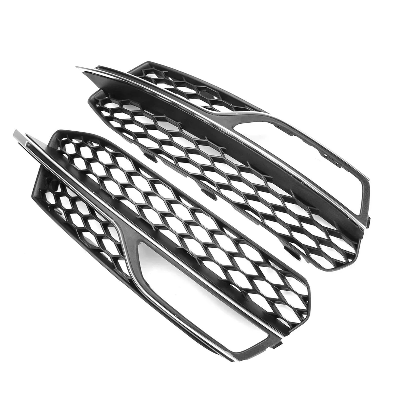 Par de cubiertas de rejilla de luz antiniebla para parachoques delantero de coche, compatibles con Audi A3 S-Line S3 2014-2016 Rejillas frontales de radiador Parrilla de paracho(Chrome Silver)