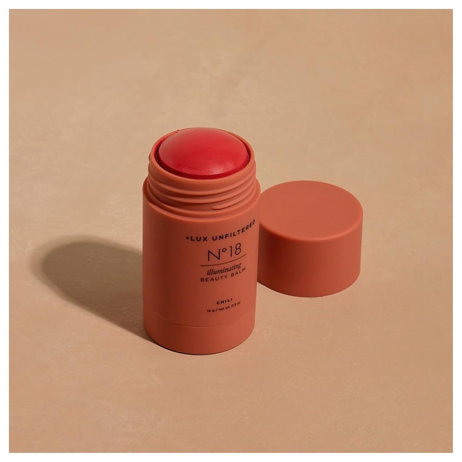 + Lux Unfiltered N°18 Illuminating Beauty Balm – Cream Blush Stick with Mango Butter – Buildable and Blendable Shimmer Blush Makeup Stick – Vegan & Cruelty Free – Chili (A Spicy Sheer Red)