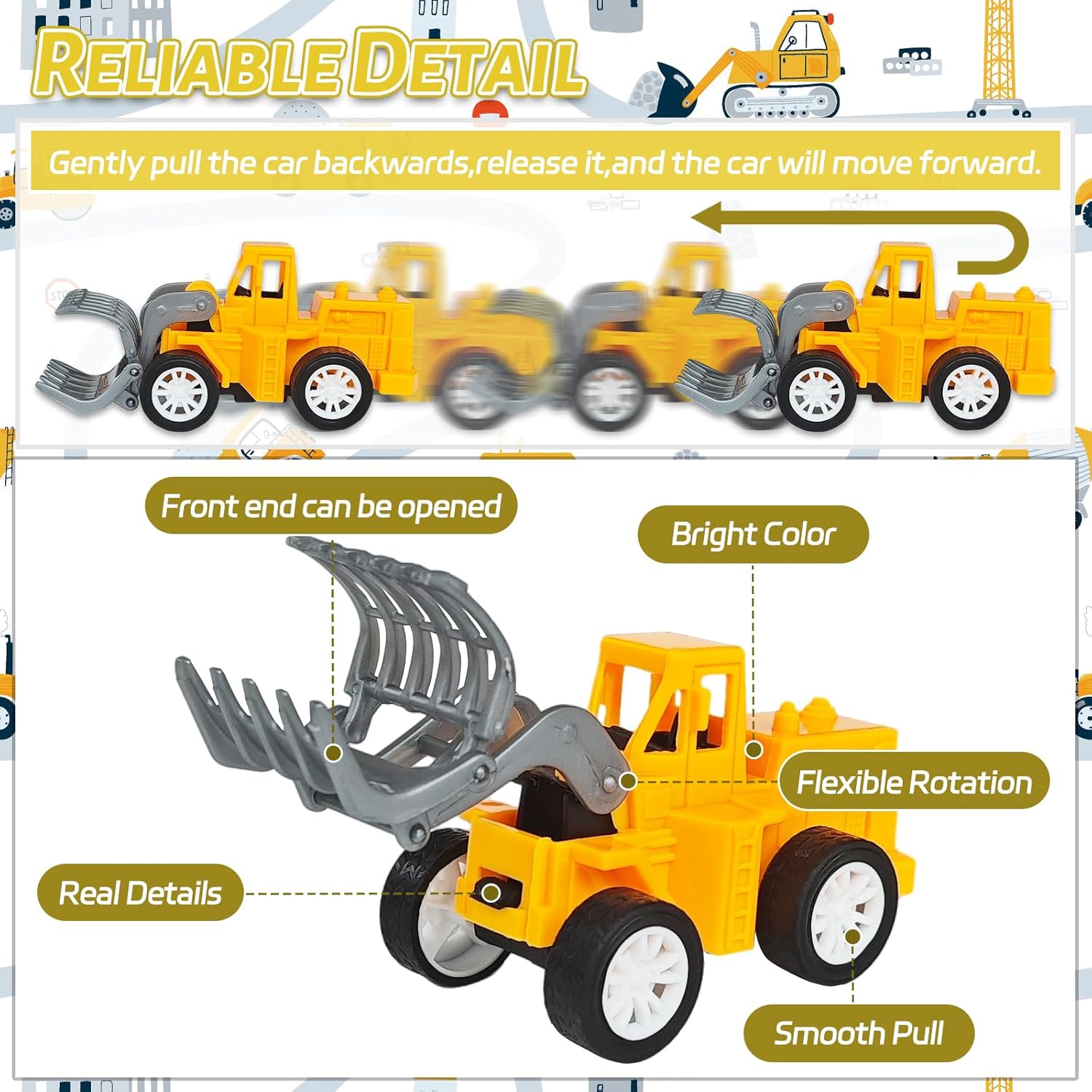 OJYUDD 12 Pcs Mini Construction Vehicles,Pull Back Engineering Vehicles,Play Figure Vehicles Toys for Birthday Party Favors,Gifts,Rewards