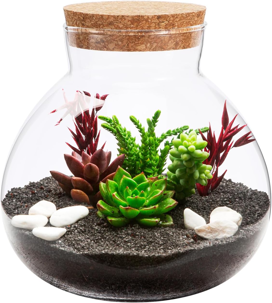 Round Glass Jar Terrarium Succulent Plant Terrarium Ball Bud Vases Jars Message Wishes Bottle Candy Jar with Cork Lid for Fern Succulent Air Plants
