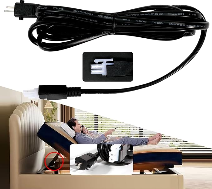 Adjustable Bed Base Input Power Cord，6.5 Feet Adjustable