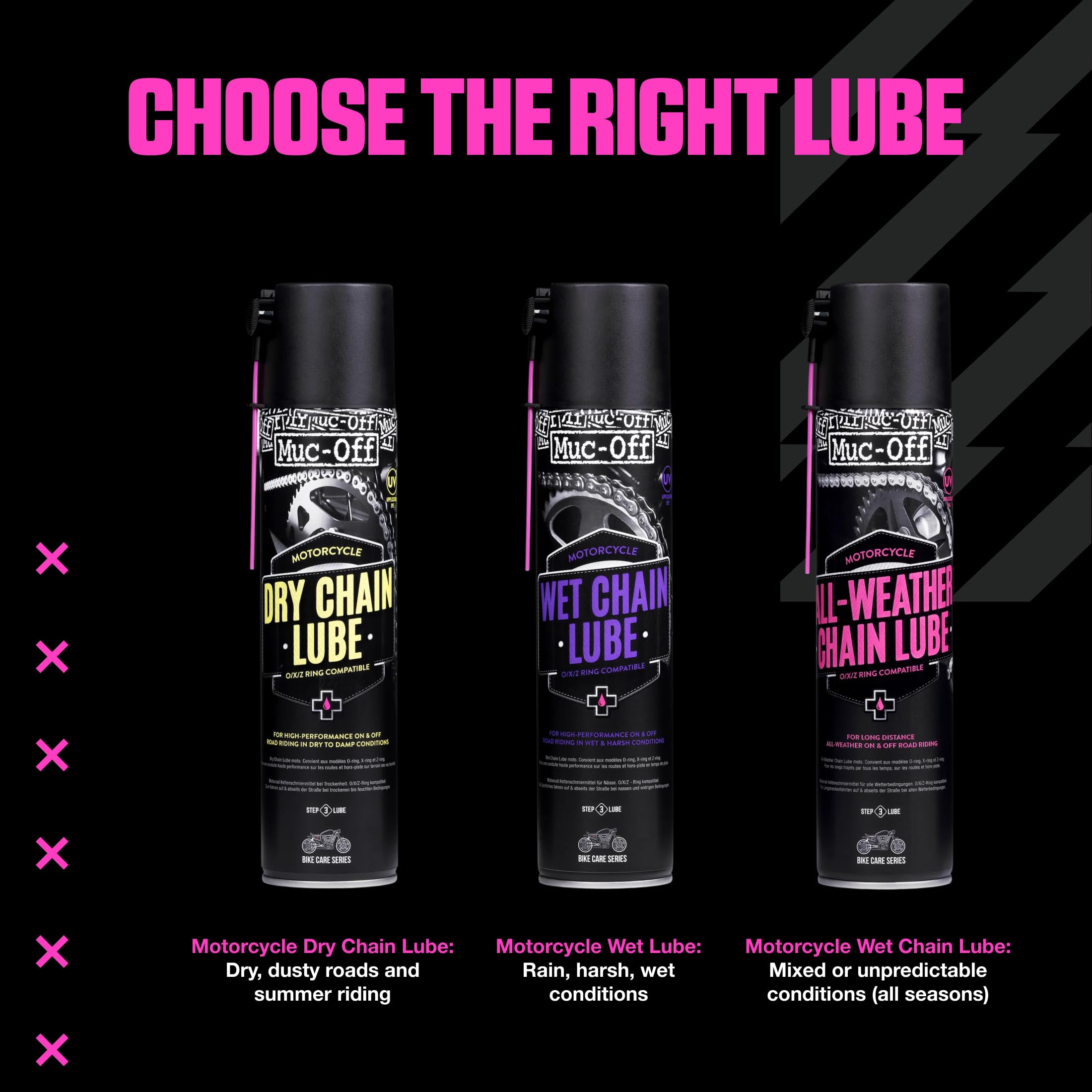 Muc-Off All-Weather Motorcycle Chain Lube, 400 ml - Grasso Catena Moto Spray di Alta Qualità - Lubrificante Catena Moto Formulato per Tutte le Condizioni Atmosferiche
