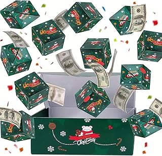 Christmas Surprise Gift Box Explosion for Money, Unique Folding Bouncing Red Envelope Gift Box with Confetti for Lover & kids (Christmas Elk)