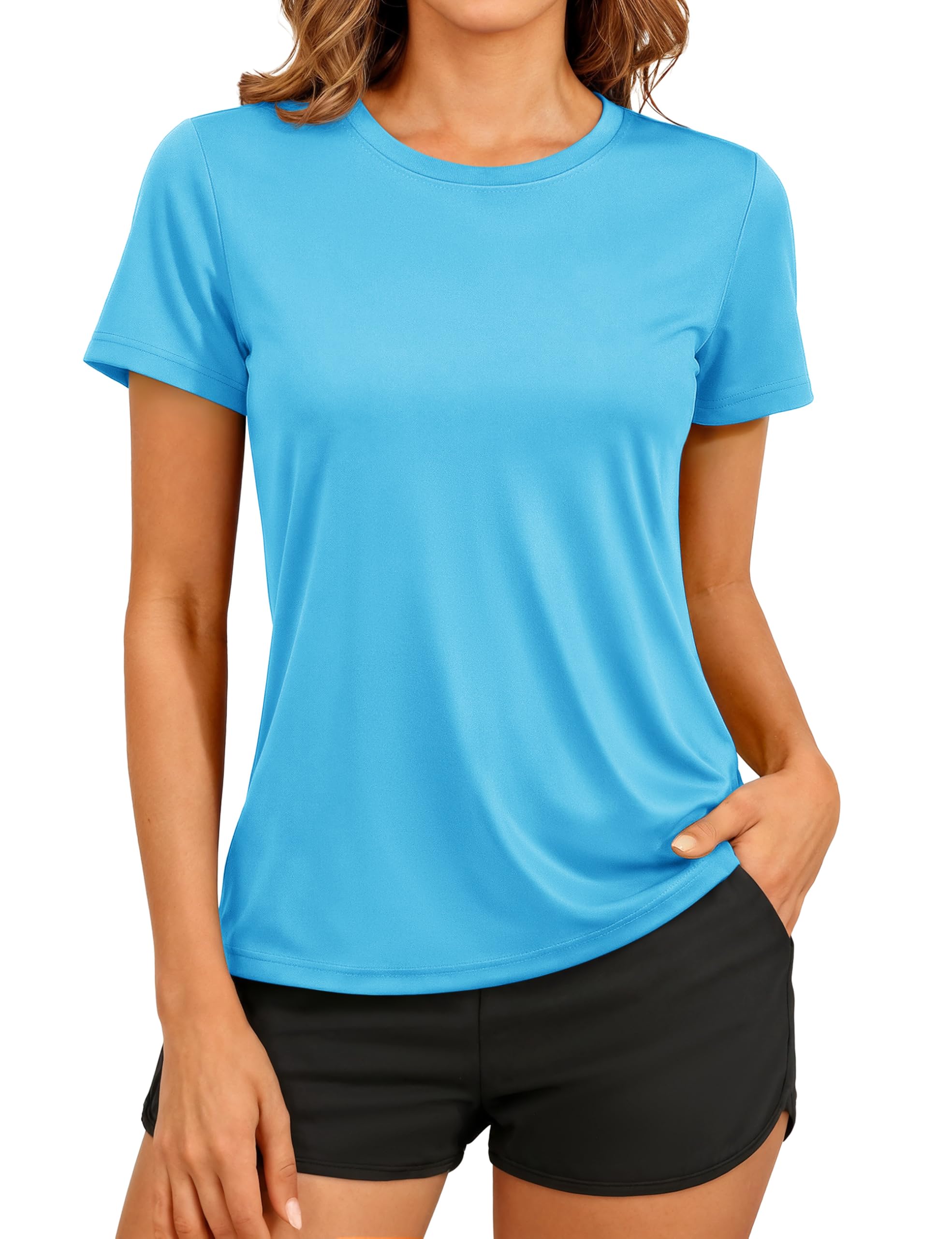 TACVASEN Women's Short Sleeve Workout Shirts UPF 50+ Sun Protection Quick Dry Athletic Tops for Running Gym Tee