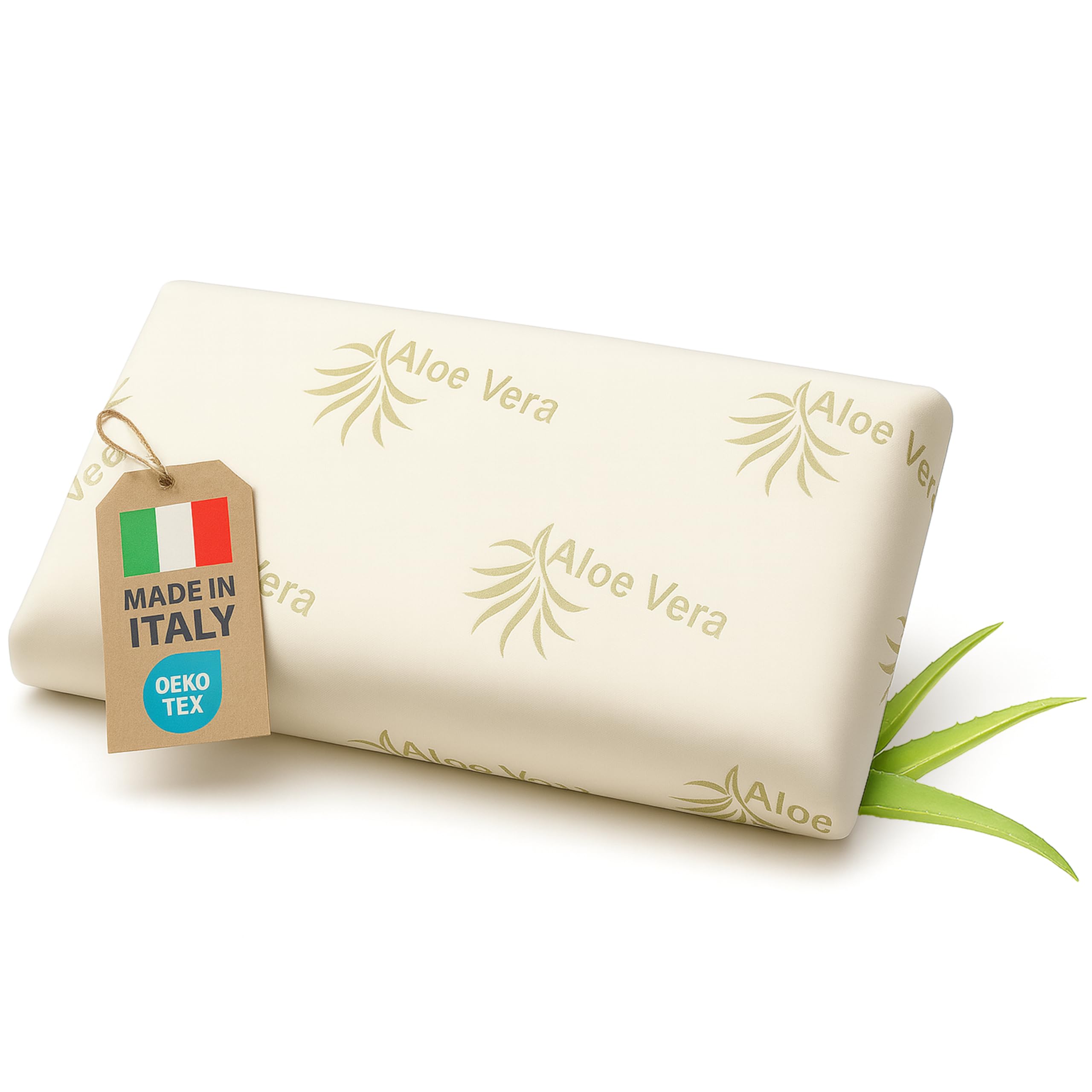 NEVOLA Cuscino Memory Foam Cervicale a Saponetta alto 11 cm - Cuscino per Dormire con Federa Lenitiva in Aloe Vera Rimovibile - Guanciale letto Made in Italy Antibatterico Certificato Oeko Tex