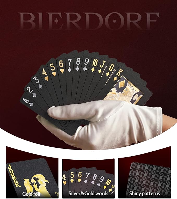 BIERDORF Naipes de Póker Impermeables Negros Diamante miniatura 3