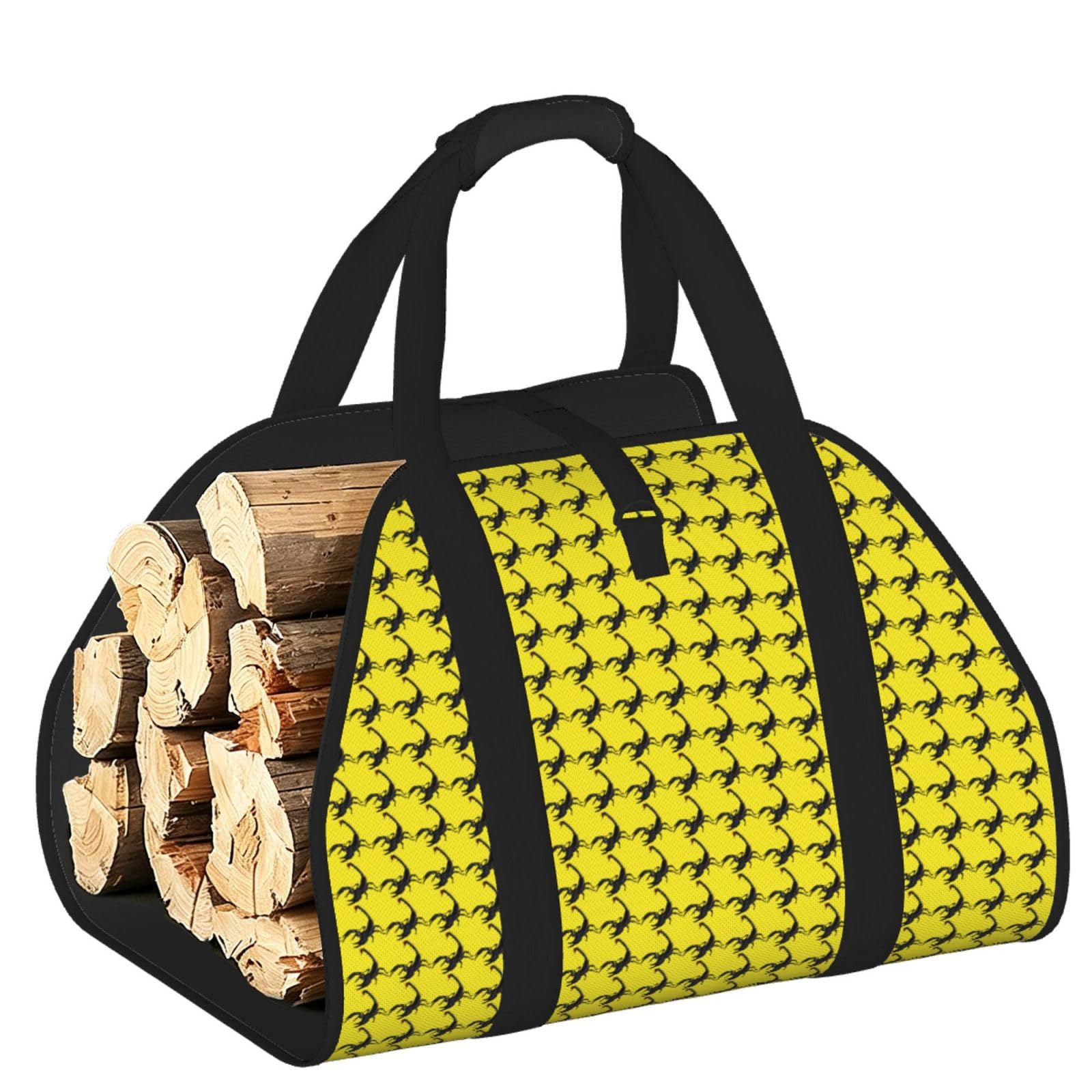 Ayyqwe Black Scorpion Print Firewood Bag Wood Waterproof Versatile Camping Picnic Storage Daily Home