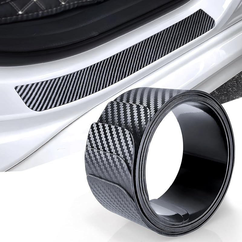 Protetor Magnético de Soleira de Porta Automotiva em TPU com Textura de Fibra de Carbono Ruautumn, Preto, Kit com 4 peças