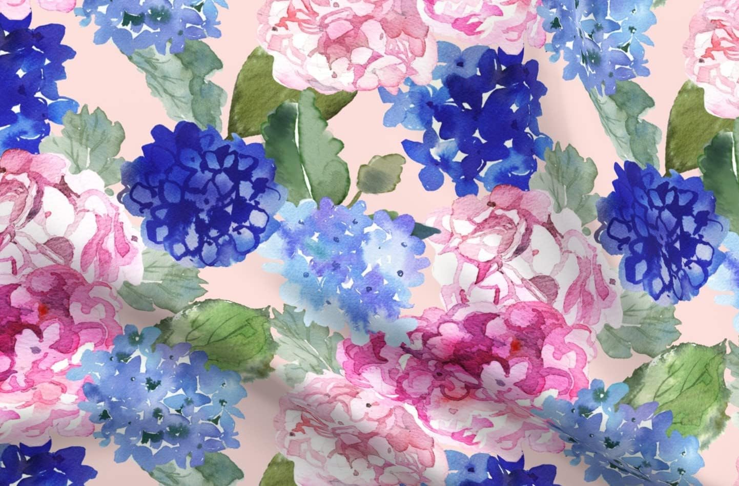 Spoonflower Fabric - Spring Hydrangea Watercolor Light Pink Girls Room Girl Colors Girly Printed on Petal Signature Cotton Fabric Fat Quarter - Sewing Quilting Apparel Crafts Decor