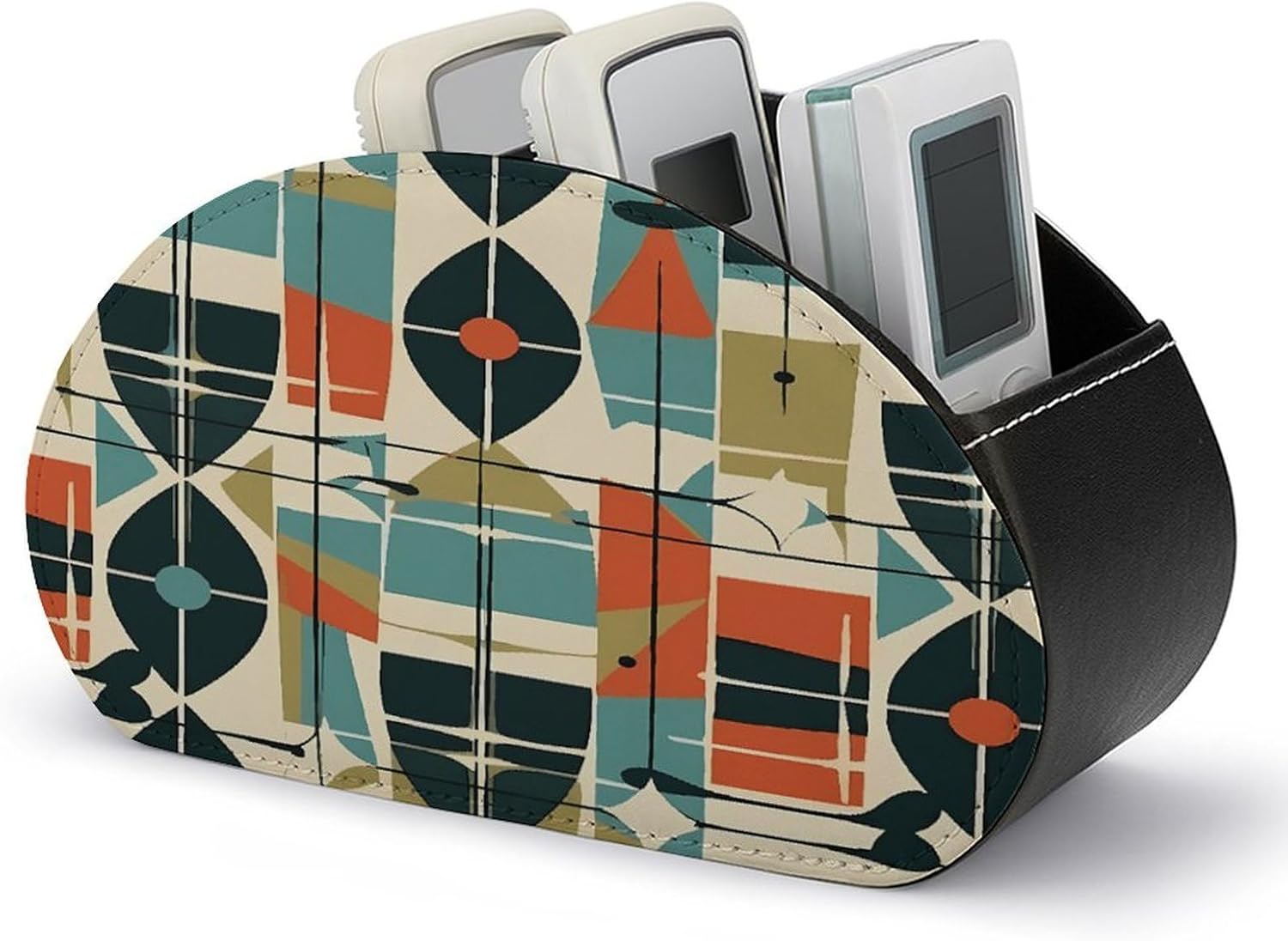 Personalized PU Leather Remote Control Holder with 5 Compartments