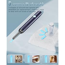 Ear Wax Removal Tool Camera - Ear Cleaner with Camera,1080P Otoscope, Ear Cleaning Tool with 4 Ear Spoon, Ear Camera for iPhone & Android Phones - Blue