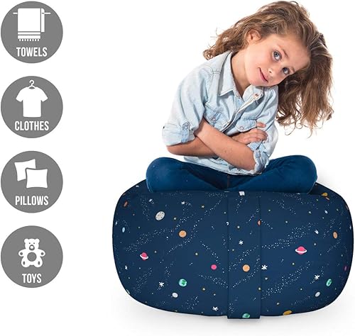 Miniatura 146 de Lunarable Silla de almacenamiento para adolescentes, coloridos patines de estilo retro, para actividades juveniles, para niñas y niños, divertido
