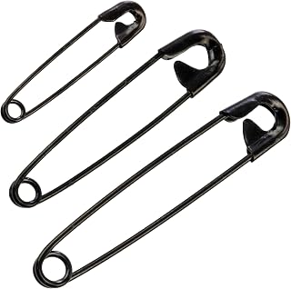 AERZETIX - Juego de 12 imperdibles de Seguridad clásicos 28mm 40mm 50mm - en Metal - Color Negro - para Textiles Costura Manualidades joyería