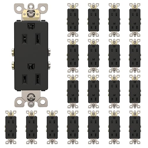 Miniatura 20 de ThunderWay Toma de corriente decoradora con placa de pared, toma eléctrica no resistente a manipulaciones, 15 amperios/125 V, autoconectada, Blanco