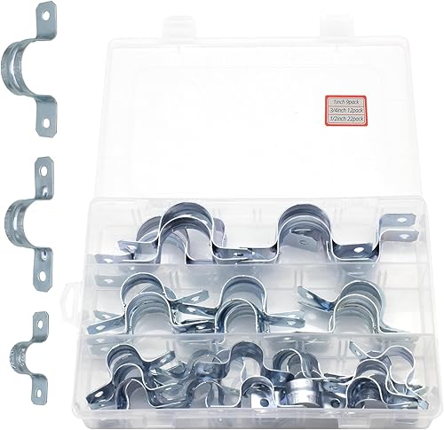 Miniatura 8 de Abrazadera de tubo de acero galvanizada de 1/2 pulgada, tubo rígido de acero, soporte de 2 agujeros U, abrazadera de tubo, correas de conducto