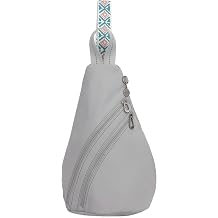 Sakroots On The Go Sling Backpack in Eco Twill, Adjustable Sling Strap, Light Grey