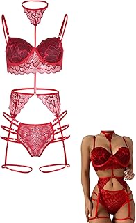 Sthxyfaith Women Lingerie Set Lace with Garter Belts Sexy Teddy Babydoll Bodysuit