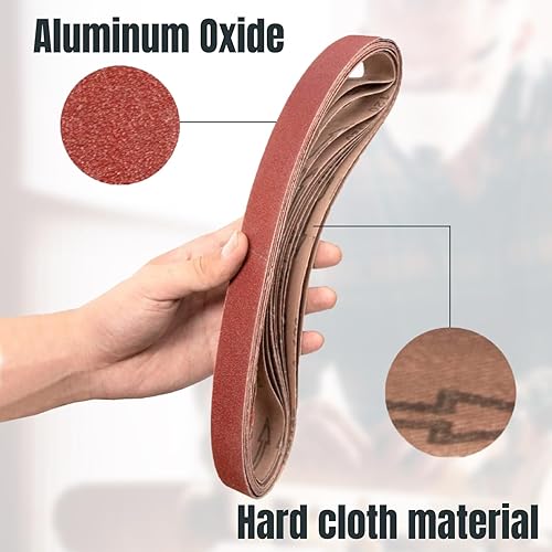 Miniatura 3 de POWERTEC 414208A - Correas de lijado de 1 x 42 pulgadas, banda de óxido de aluminio de grano 80 para lijadora de banda, lijadora de banda y disco,