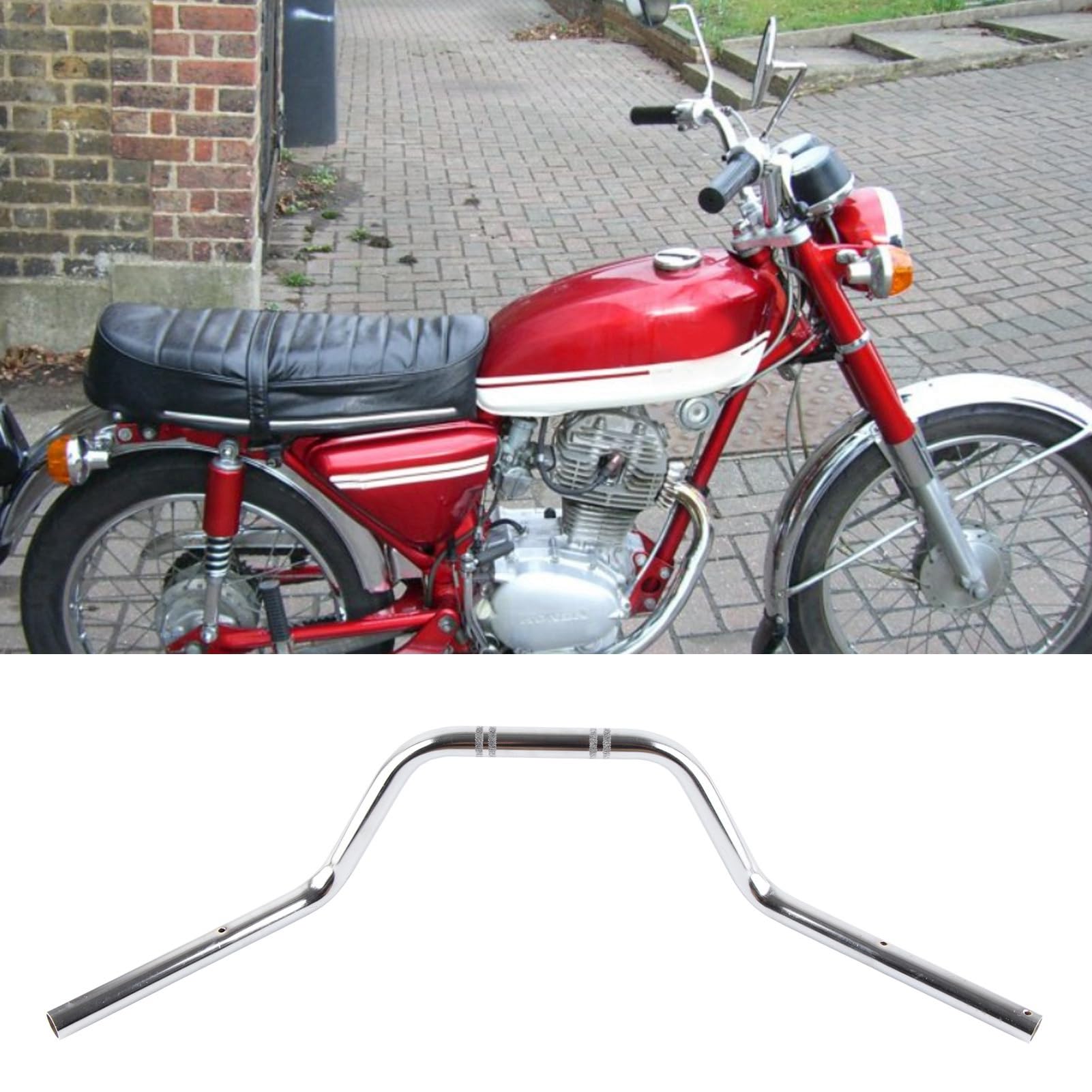 Tbest Manillar de Arrastre para Motocicleta de 22mm, Barra Plana de Arrastre de Ajuste Universal para Motocicleta con Construcción de Acero de Primera Calidad para CG125 Modificado