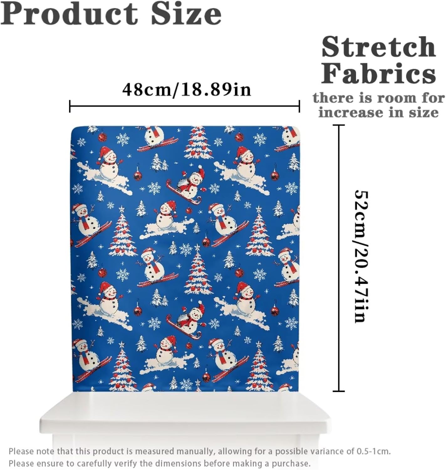 Talayituse Christmas Tree Snowman Sled Print Chair Back Covers Set, Dining Back Chair Cover Removable Washable Backs Slipcovers, Kitchen Chairs Protector for Party Christmas Decor, 6 Pack