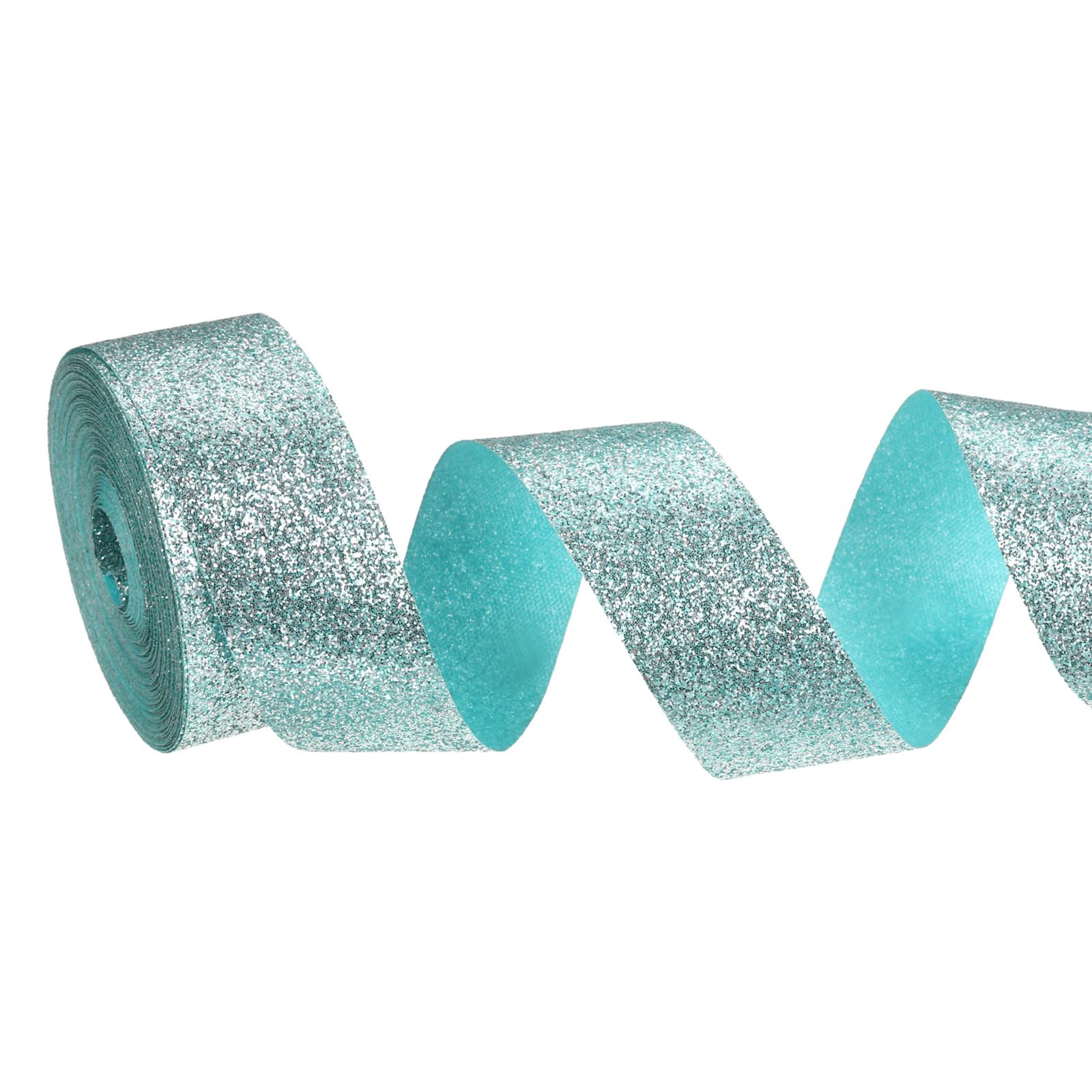 PATIKIL Metallic Glitter Ribbon Roll, 25mm x 9m Sparkly Ribbon Single Sided Cut Edge Gift Wrapping Fabric Rolls for DIY Crafts Wedding Bouquet Party Christmas Decor, Light Blue