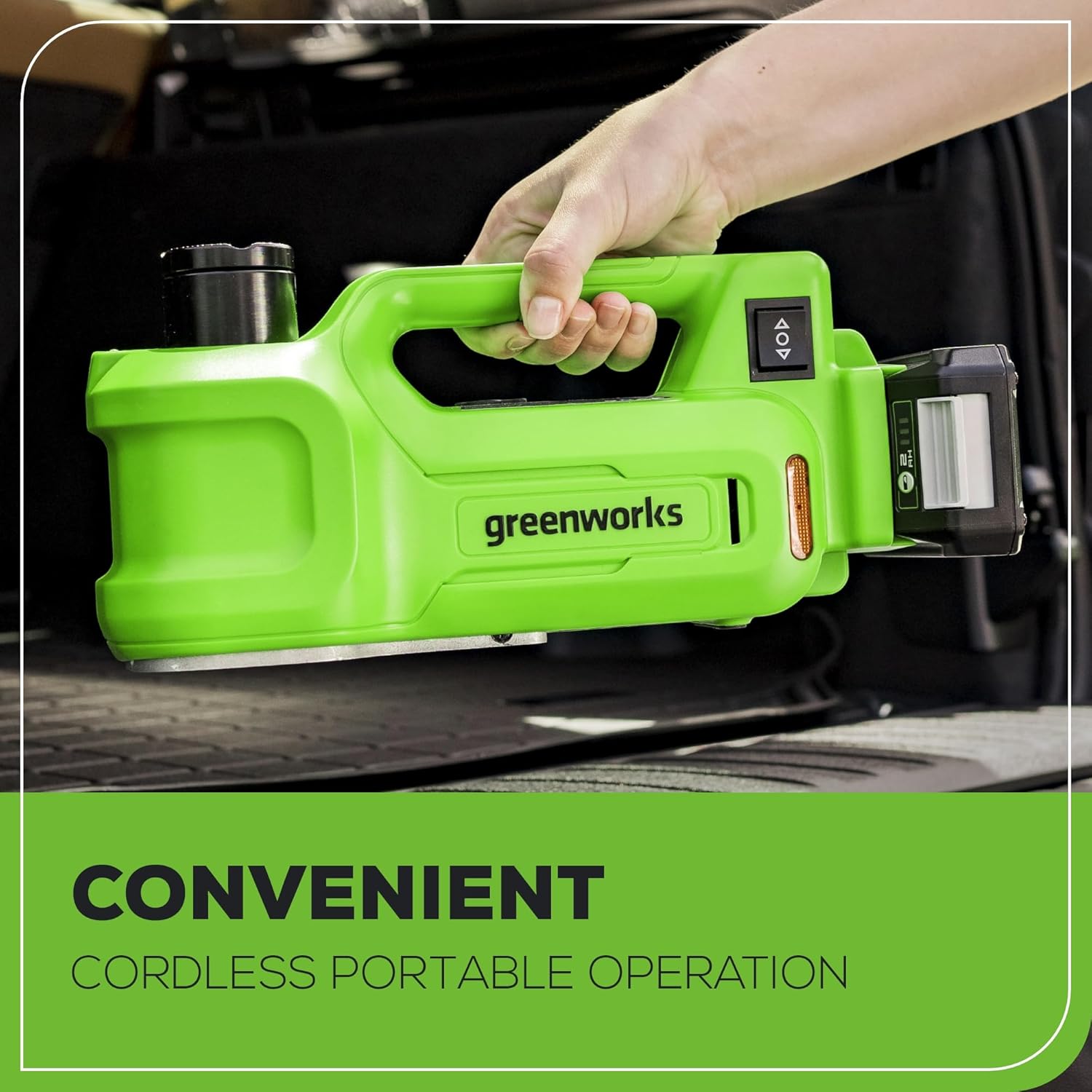 Greenworks 24V Cordless Car Jack Kit, 3 Ton Max Loading For Vehicle Weigh Hydraulic Jack with 2Ah Battery and Charger
