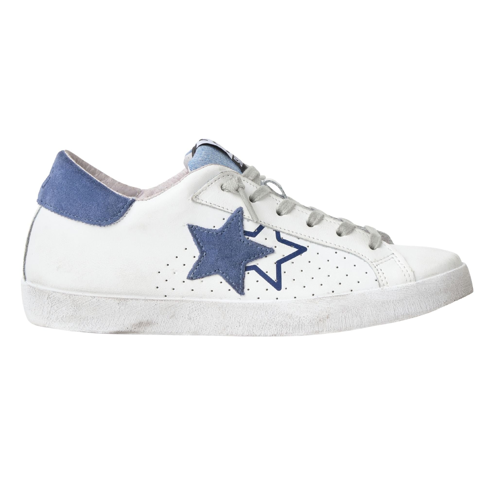 2Star Scarpe Prime Star Sneakers Casual Uomo Pelle Bianco/Blu 44
