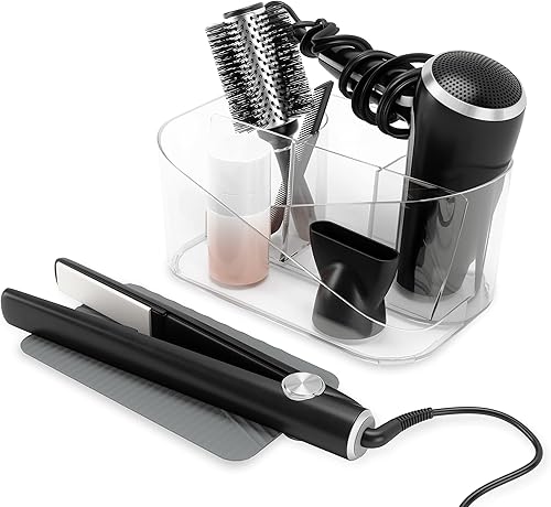 Umbra Glam - Organizador de herramientas para el cabello, transparentecarbón